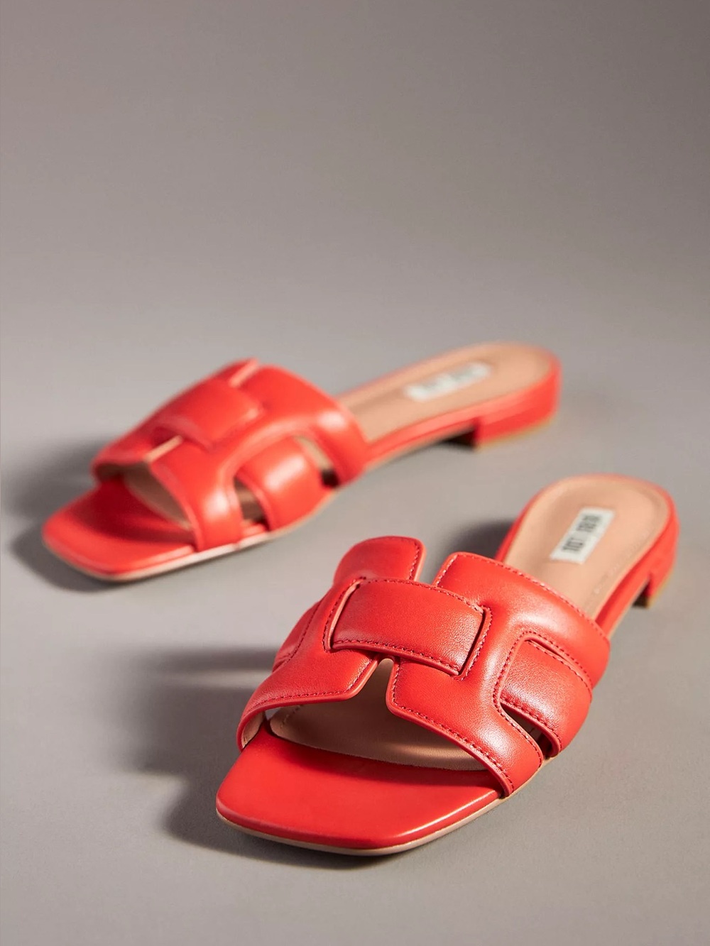 Bibi Lou Holly Flats Leather Open Toe Sandals Burnt Orange Red Slide 7 EU 37